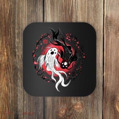 Koi Fish Ying Yang Japanese Coaster