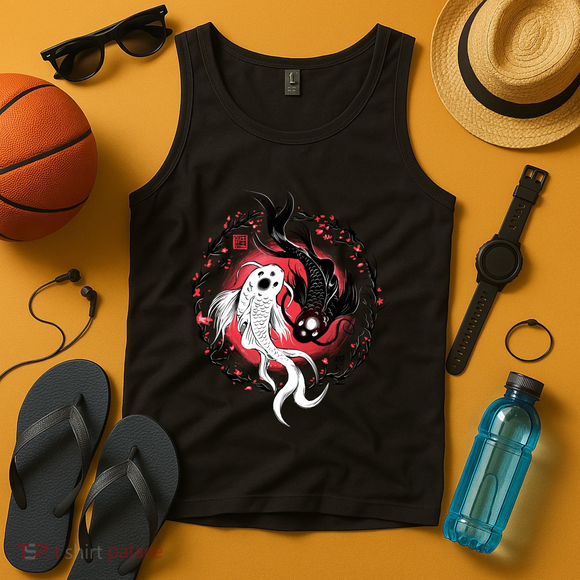 Koi Fish Ying Yang Japanese Tank Top