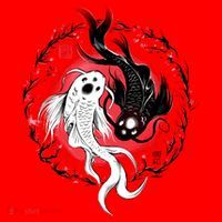 Koi Fish Ying Yang Japanese Santa Hat thumb 1