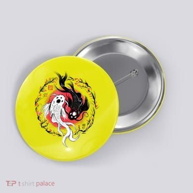 Koi Fish Ying Yang Japanese Button