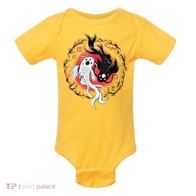 Koi Fish Ying Yang Japanese Baby Bodysuit