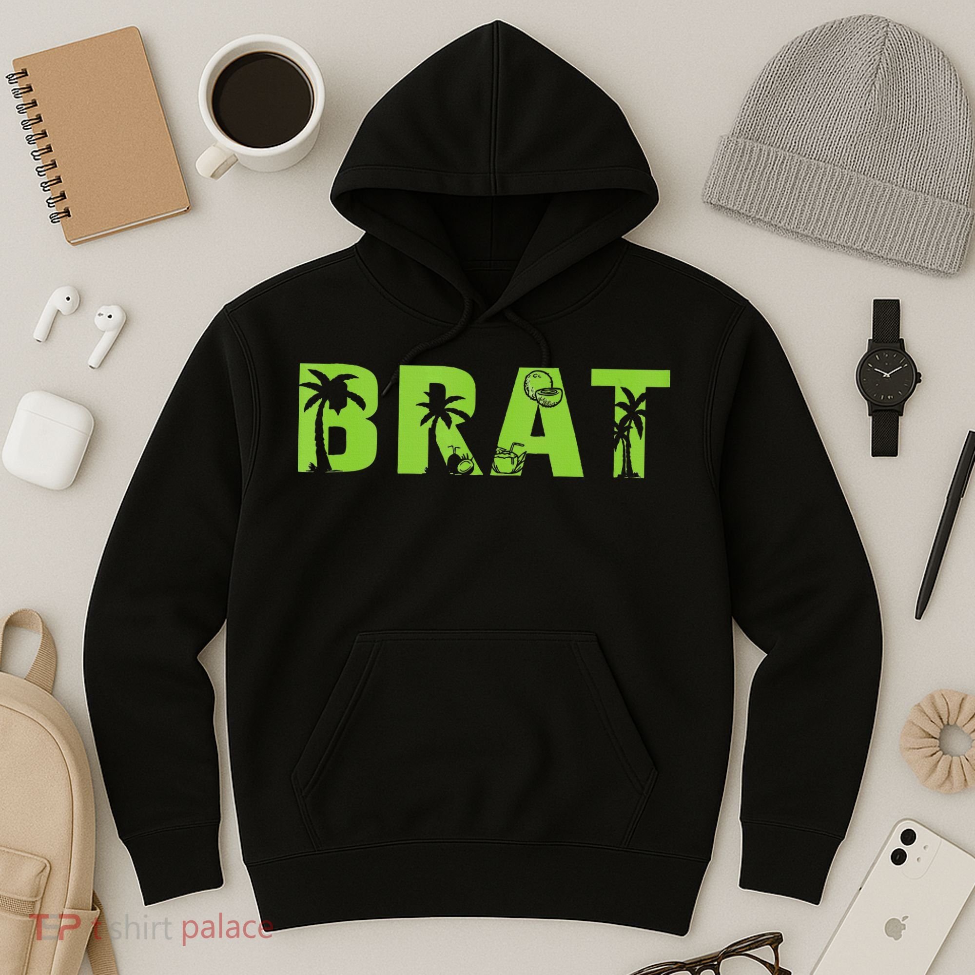 Kamala Green Brat Coconut Tree Summer Vibes Hoodie