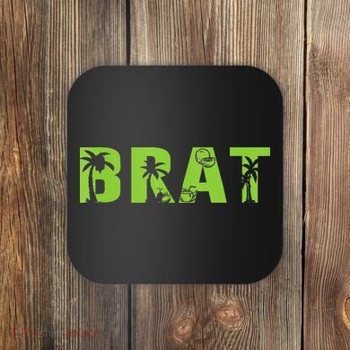 Kamala Green Brat Coconut Tree Summer Vibes Coaster