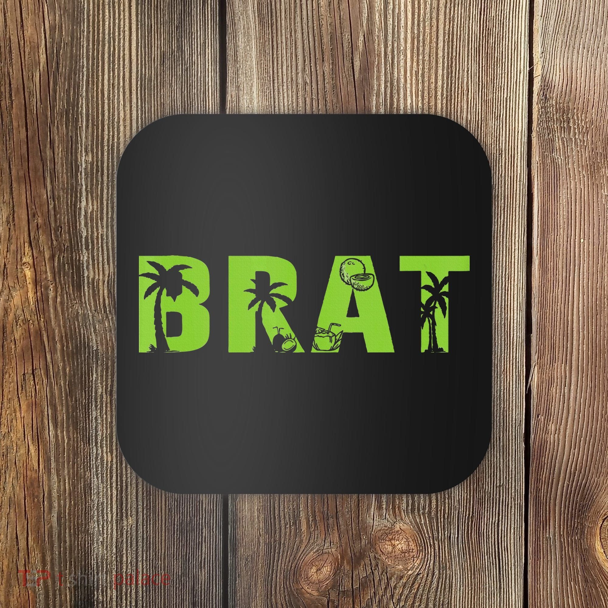 Kamala Green Brat Coconut Tree Summer Vibes Coaster
