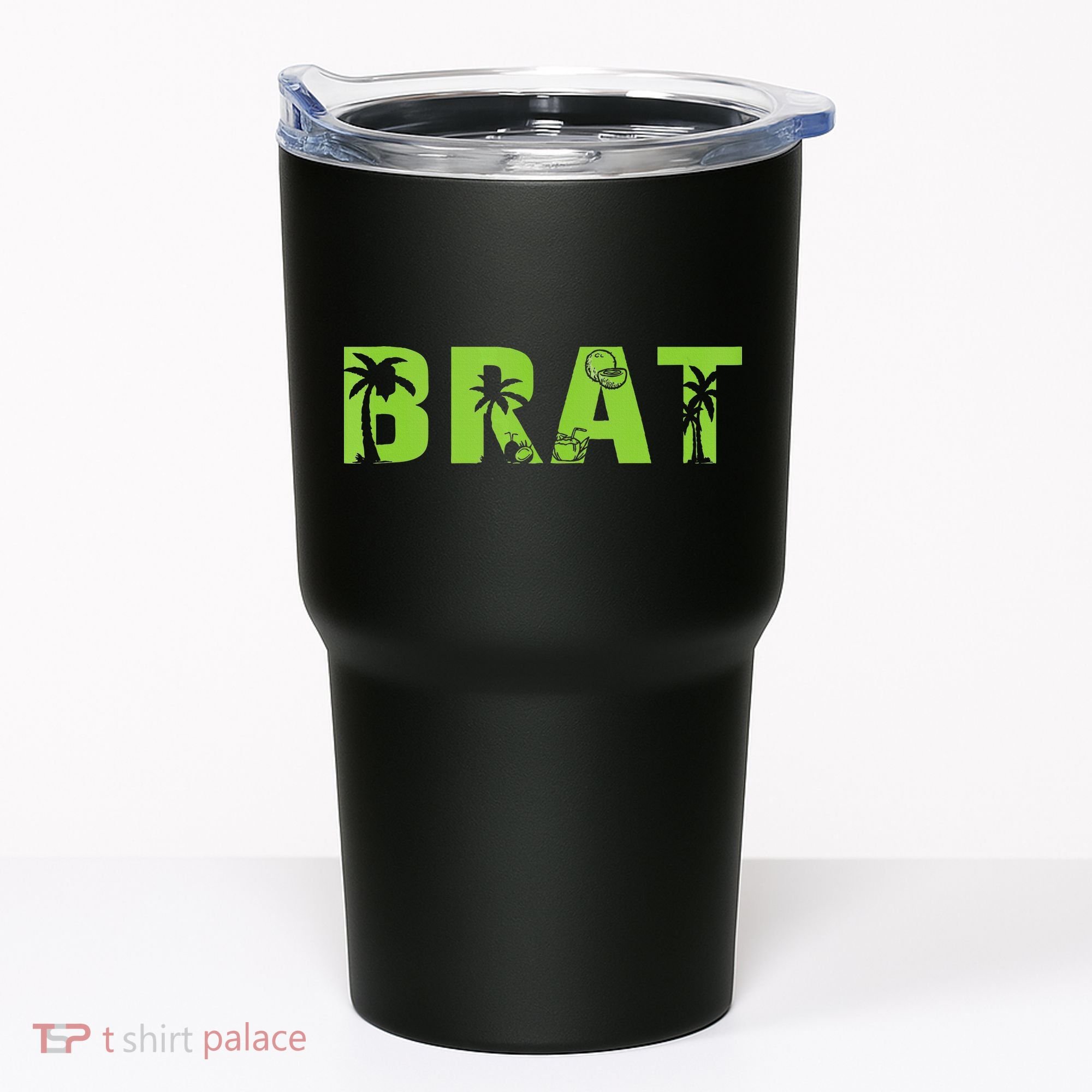 Kamala Green Brat Coconut Tree Summer Vibes Tumbler