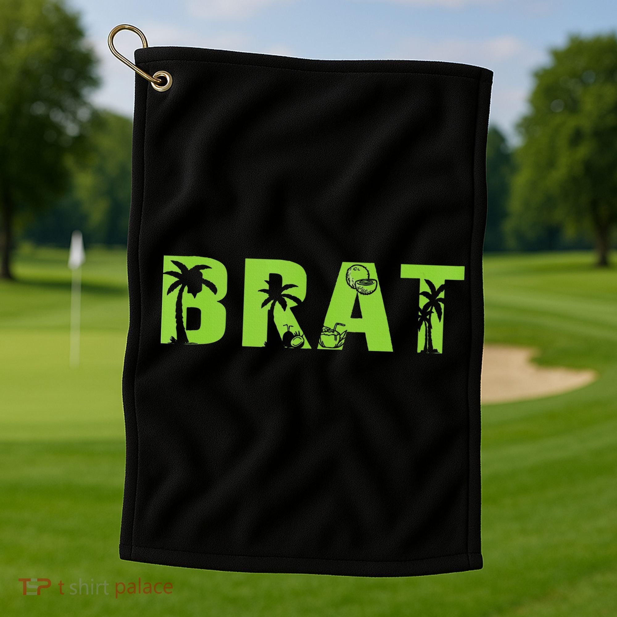 Kamala Green Brat Coconut Tree Summer Vibes Golf Towel