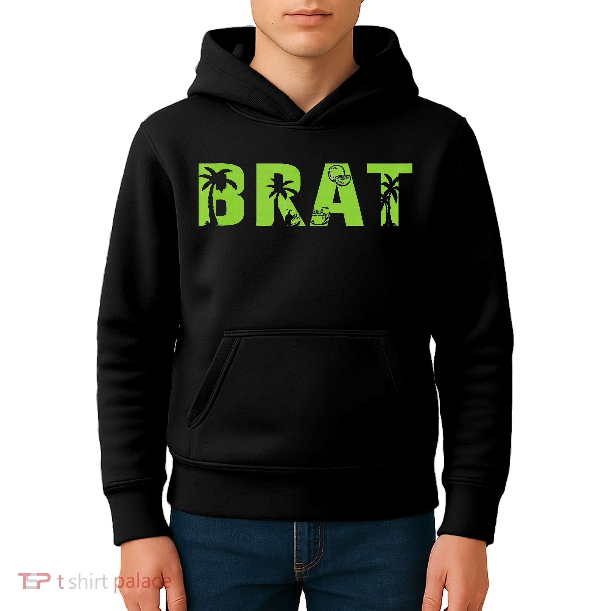 Kamala Green Brat Coconut Tree Summer Vibes Kids Hoodie