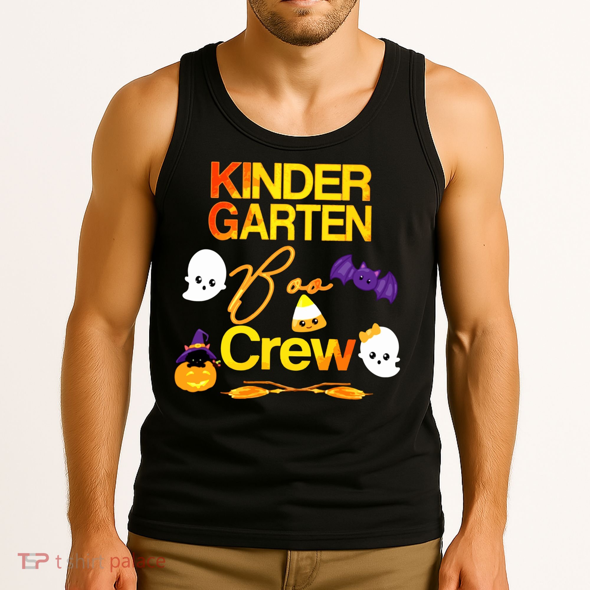Kinder Garten Boo Crew Scare Kicked Event Trending Halloween Tank Top
