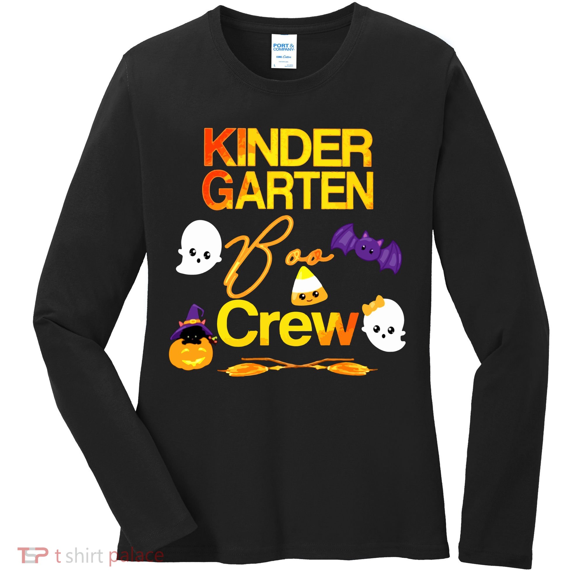 Kinder Garten Boo Crew Scare Kicked Event Trending Halloween Women's Long Sleeve Shirt