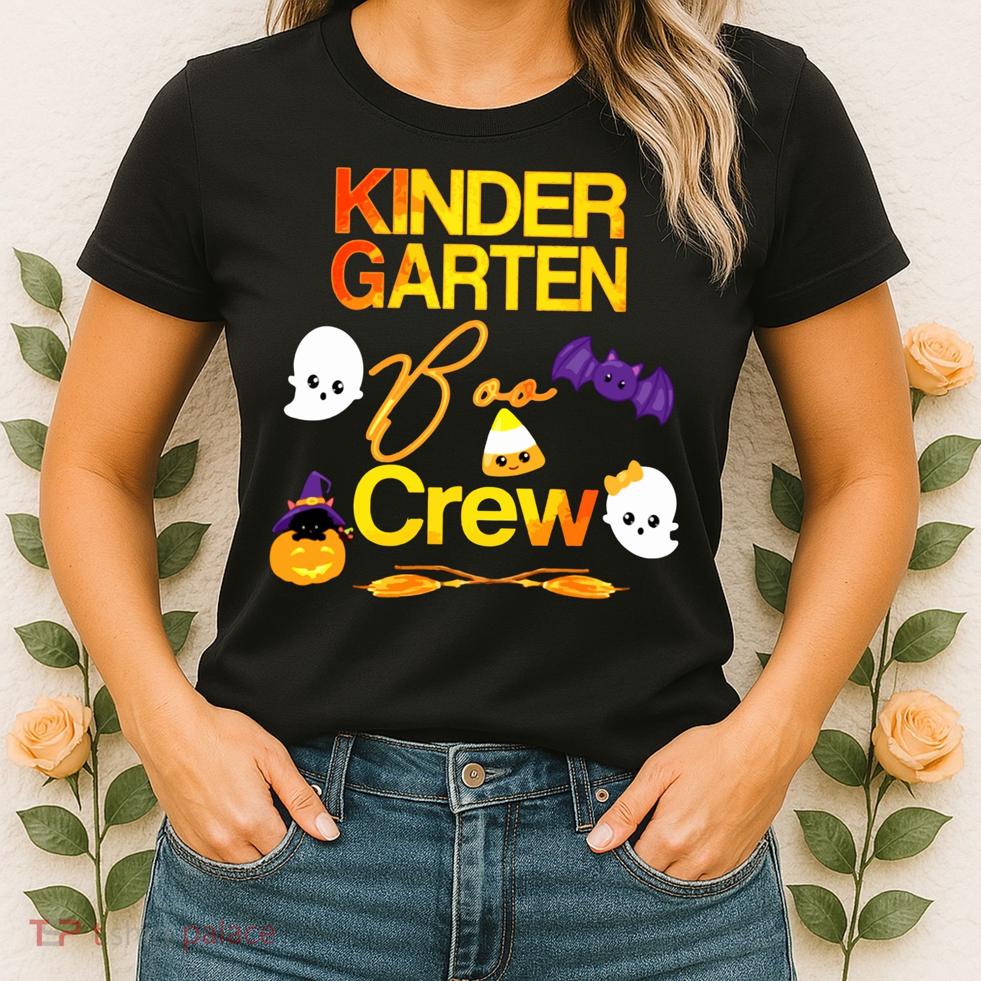 Kinder Garten Boo Crew Scare Kicked Event Trending Halloween Women's T-Shirt