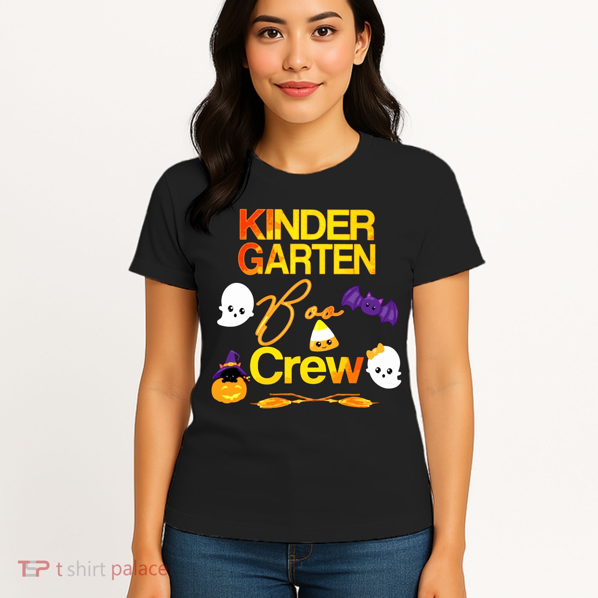 Kinder Garten Boo Crew Scare Kicked Event Trending Halloween Women's T-Shirt