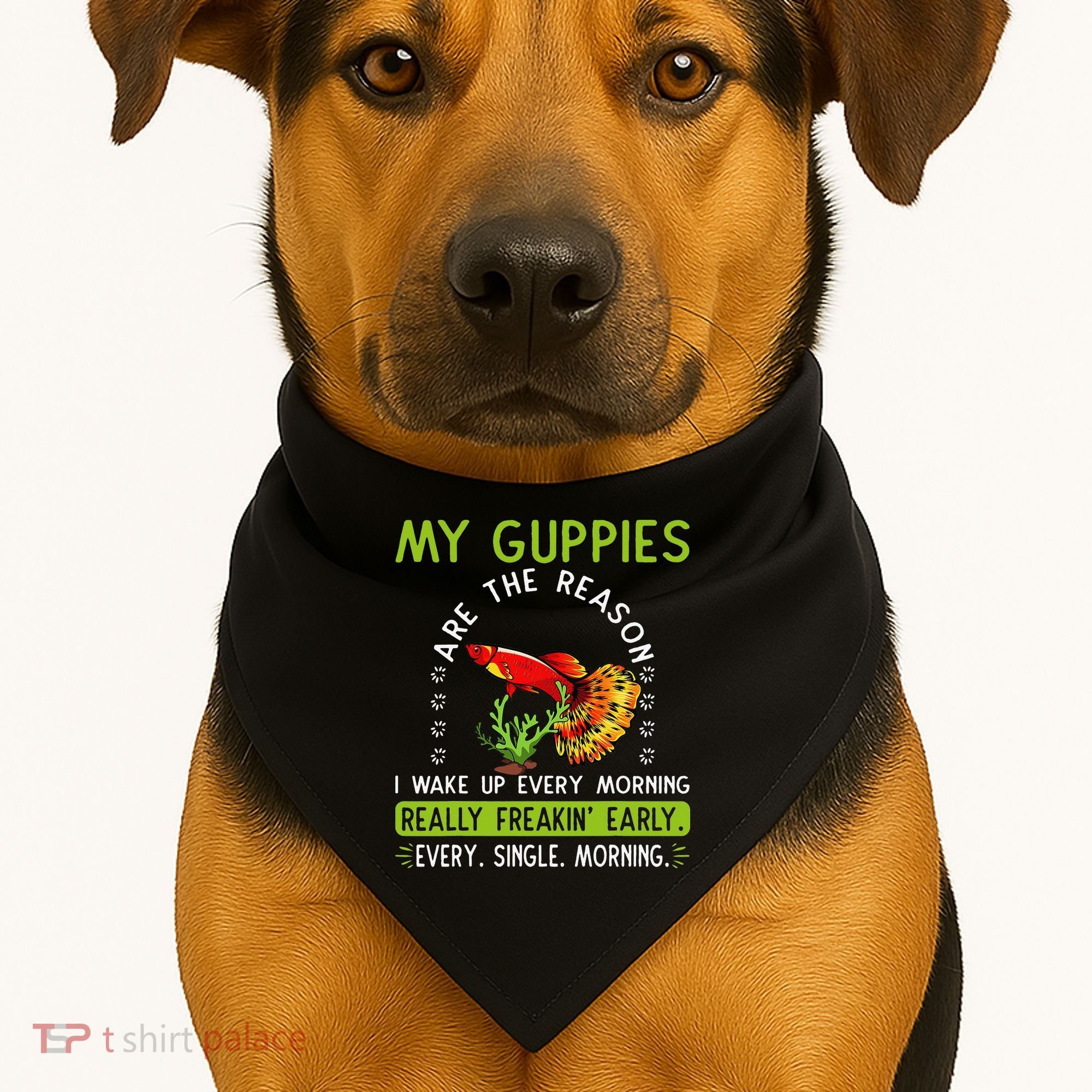 Koi Guppy Fish Guppies The Reason I Wake Up Endlers Guppy USA-Made Doggie Bandana
