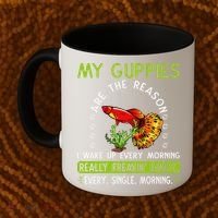 Koi Guppy Fish Guppies The Reason I Wake Up Endlers Guppy Coffee Mug thumb 2