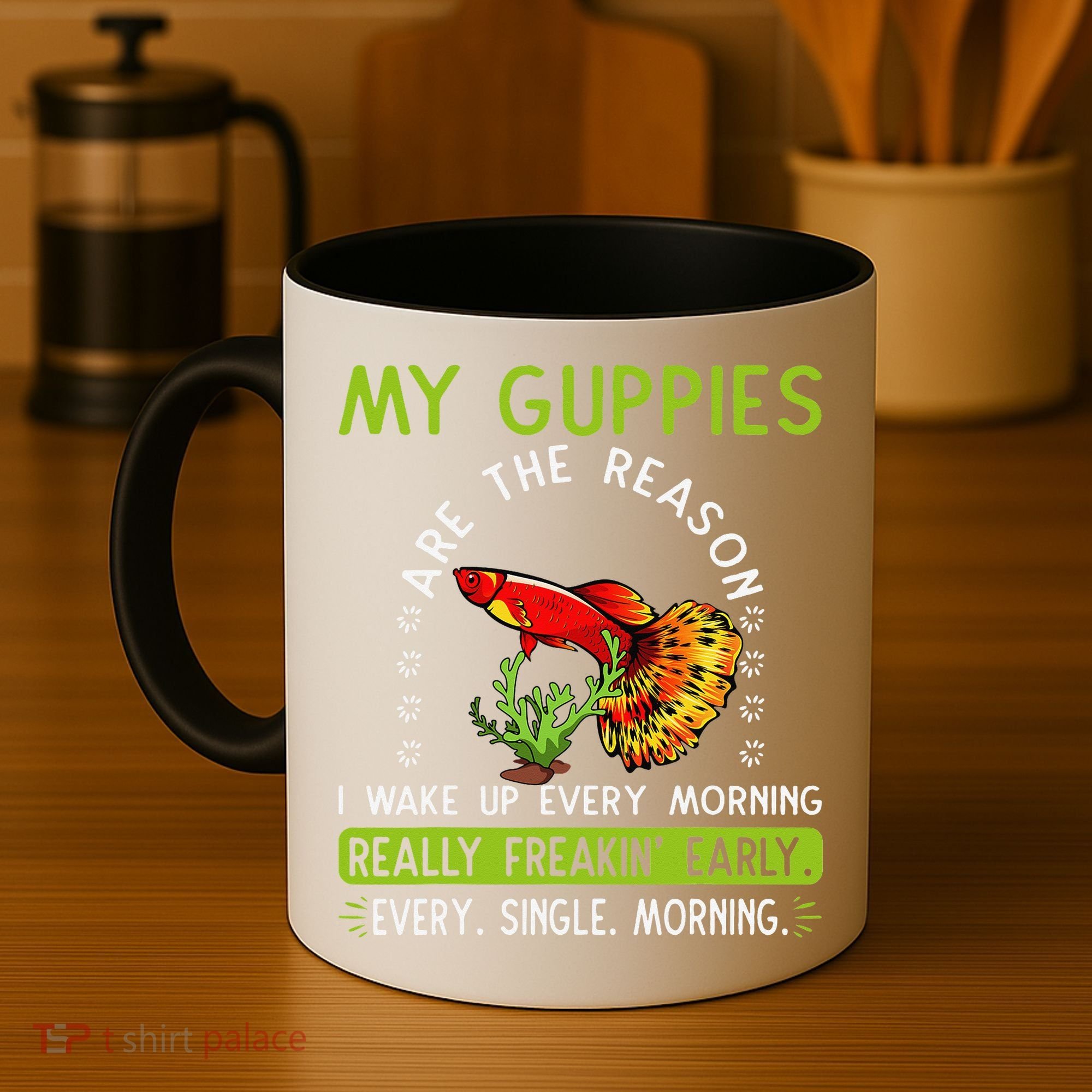 Koi Guppy Fish Guppies The Reason I Wake Up Endlers Guppy Coffee Mug