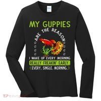Koi Guppy Fish Guppies The Reason I Wake Up Endlers Guppy Women's Long Sleeve Shirt thumb 0