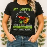Koi Guppy Fish Guppies The Reason I Wake Up Endlers Guppy Women's T-Shirt thumb 2