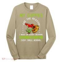 Koi Guppy Fish Guppies The Reason I Wake Up Endlers Guppy Long Sleeve Shirt thumb 0