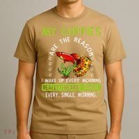 Koi Guppy Fish Guppies The Reason I Wake Up Endlers Guppy T-Shirt thumb 3