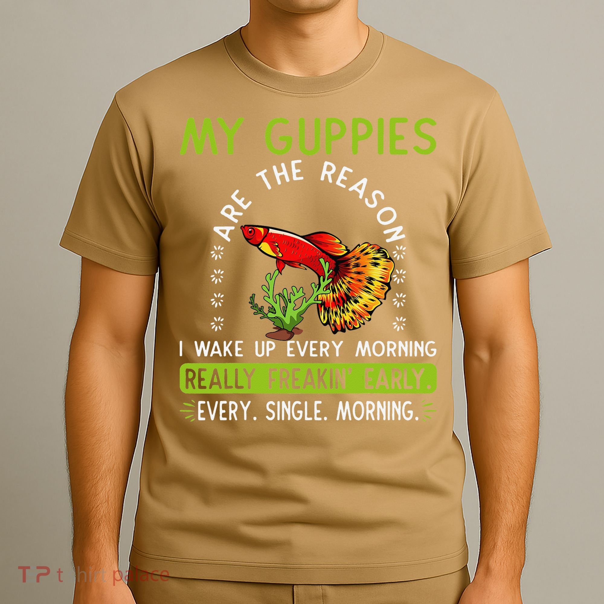 Koi Guppy Fish Guppies The Reason I Wake Up Endlers Guppy T-Shirt