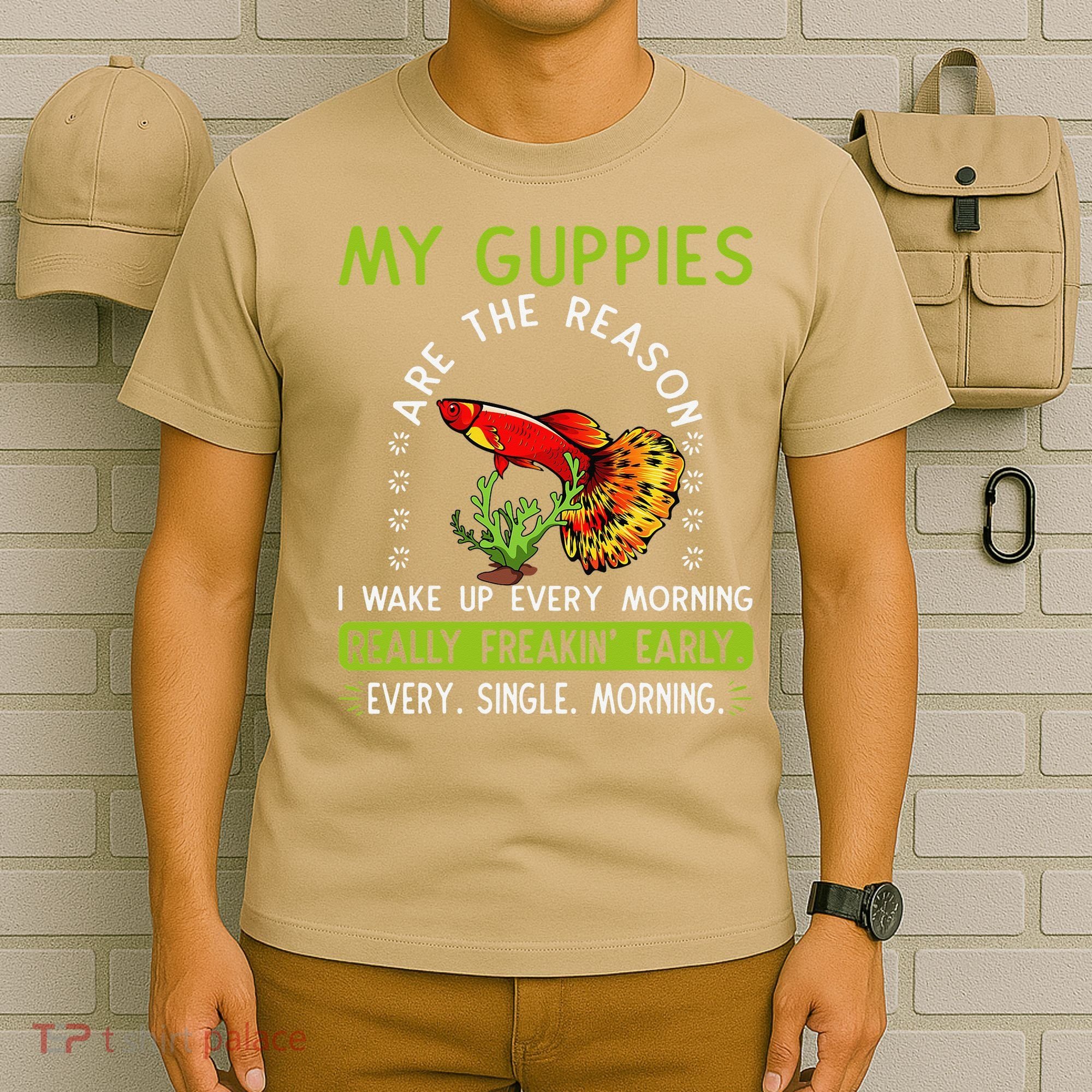 Koi Guppy Fish Guppies The Reason I Wake Up Endlers Guppy T-Shirt