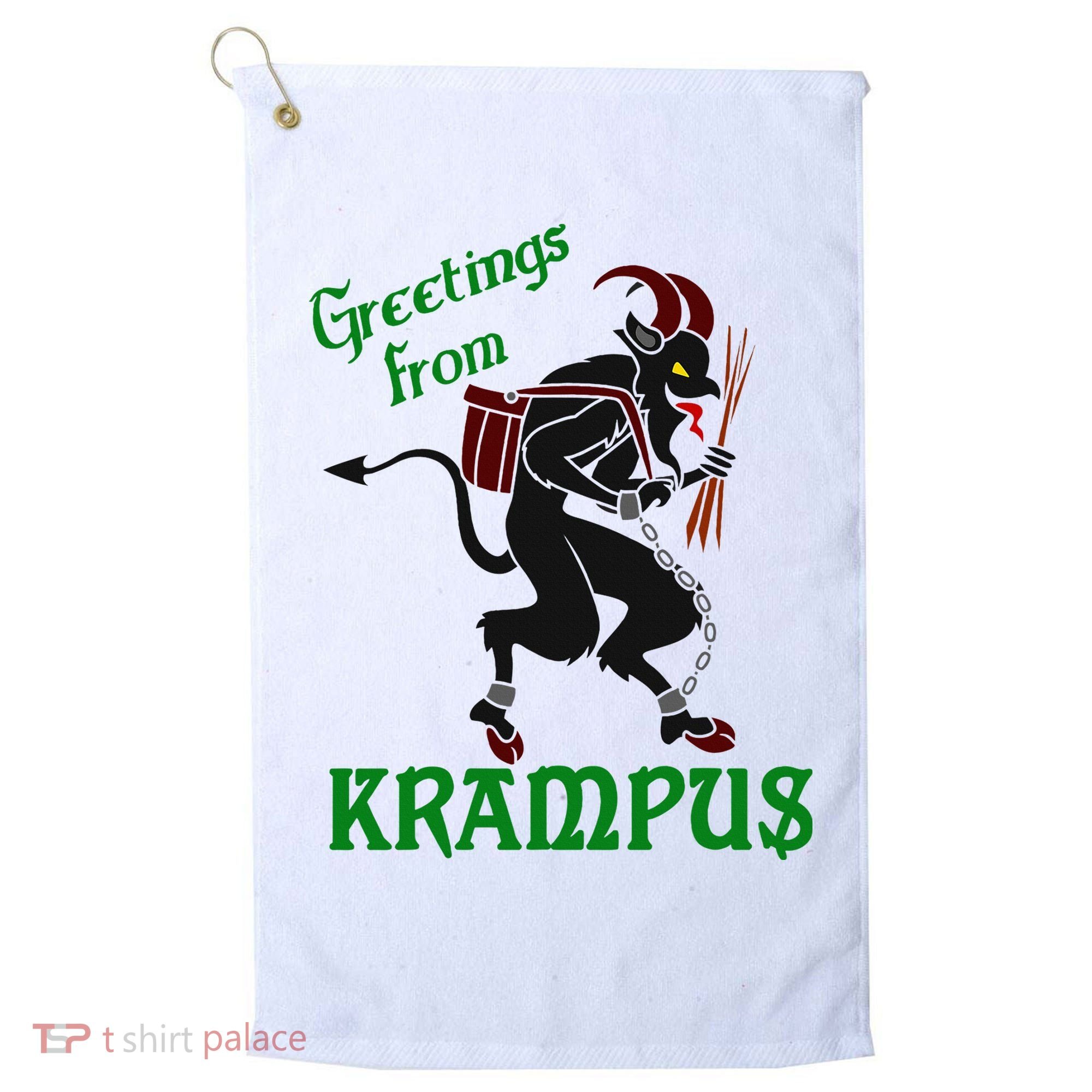 Krampus Greetings From Krampus Christmas Golf Towel