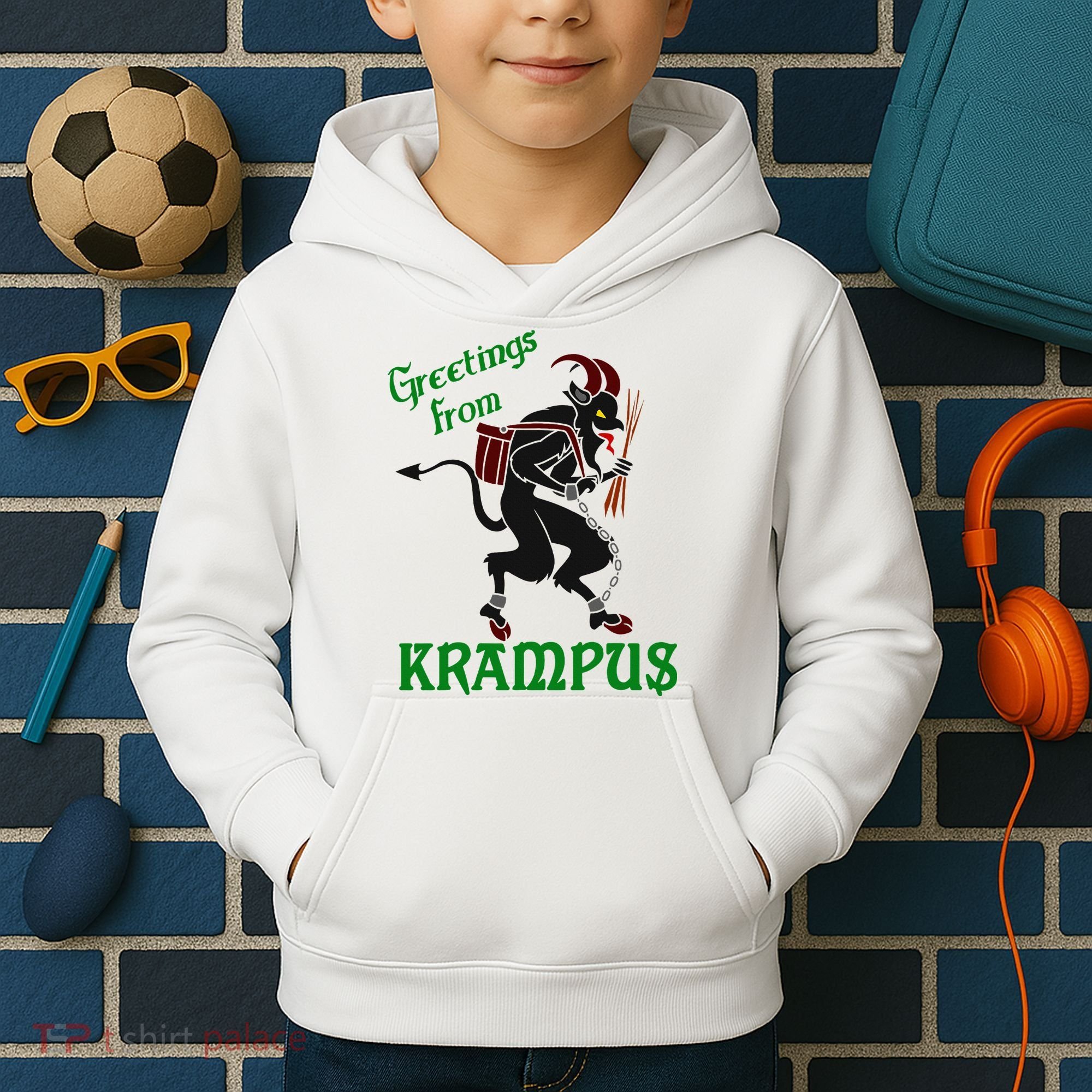 Krampus Greetings From Krampus Christmas Kids Hoodie