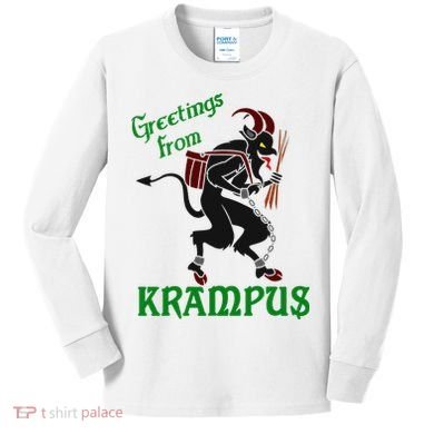 Krampus Greetings From Krampus Christmas Kids Long Sleeve Shirt