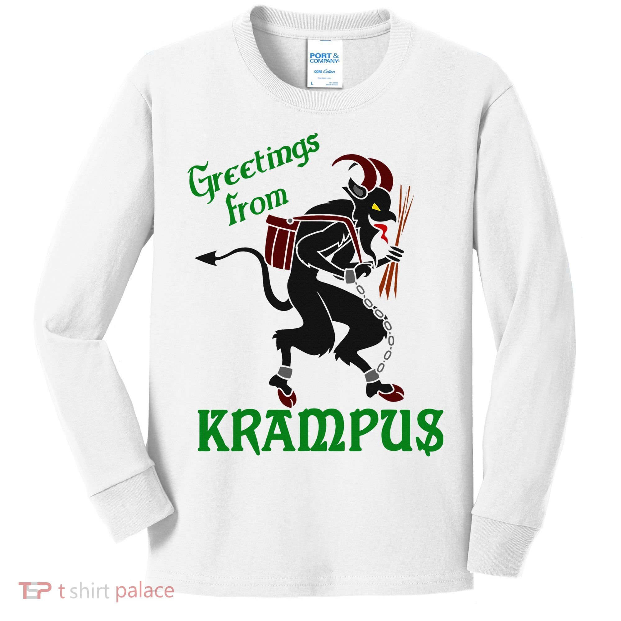 Krampus Greetings From Krampus Christmas Kids Long Sleeve Shirt