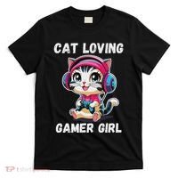 Kawaii Gamer Girl Cat Gamer For Women T-Shirt thumb 0