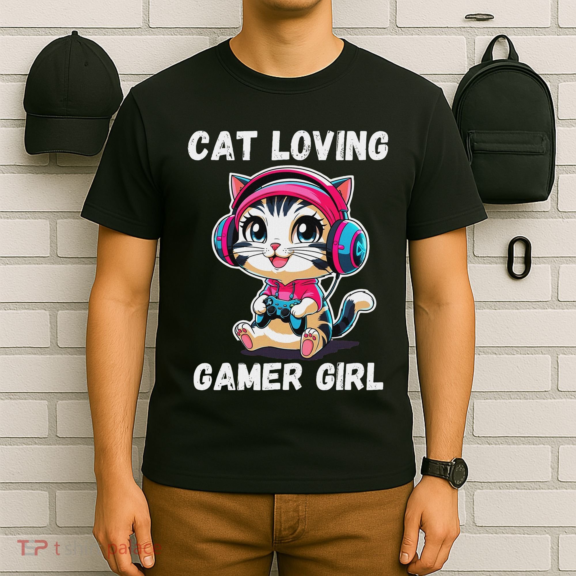Kawaii Gamer Girl Cat Gamer For Women T-Shirt