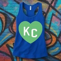 Kc Green Heart Kc Kansas City Green 2 Letter Kc Hearts Kc Funny Gift Women's Tank Top thumb 3