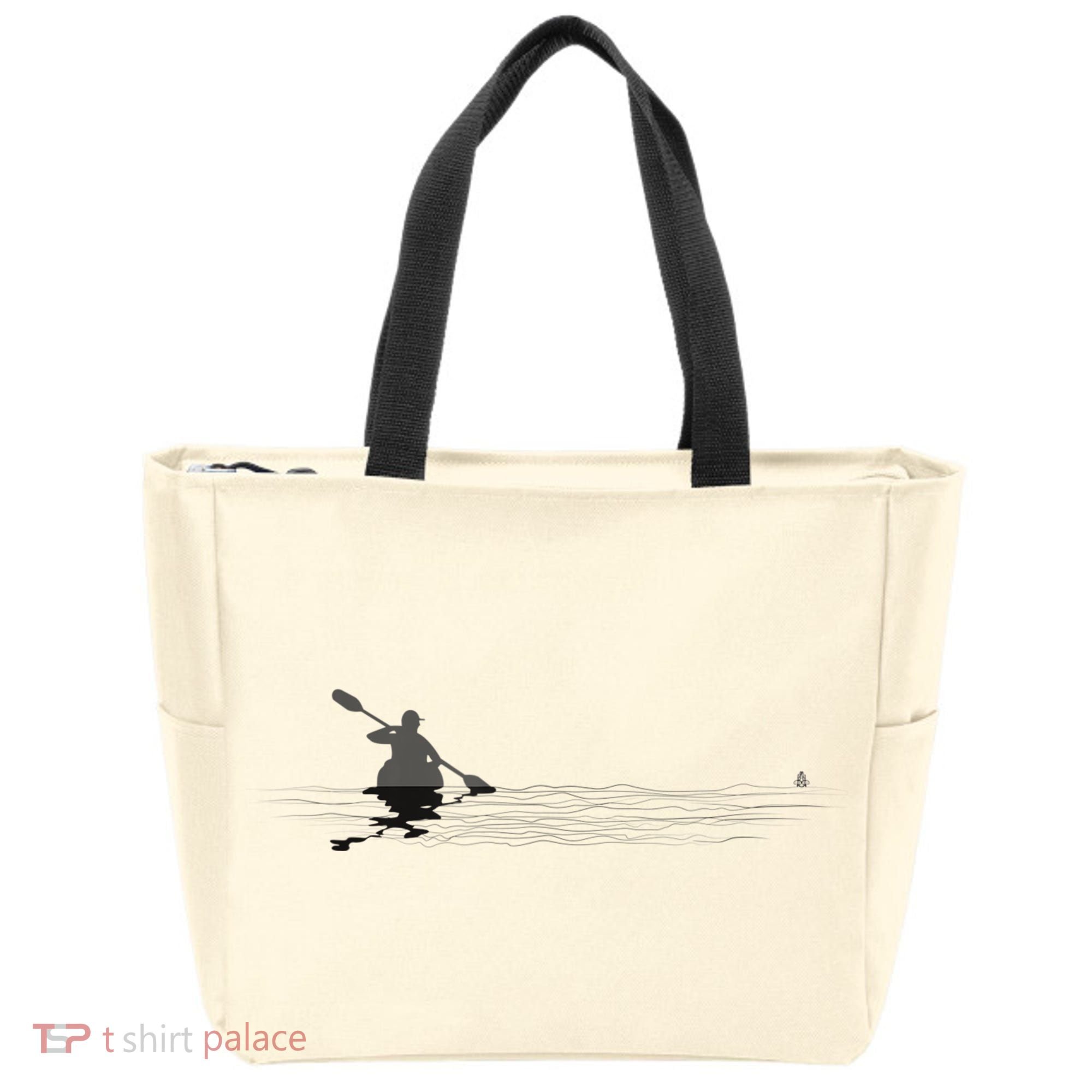 Kayaking Graphic Kayak Silhouette Kayaker Canoe Paddling Tote Bag