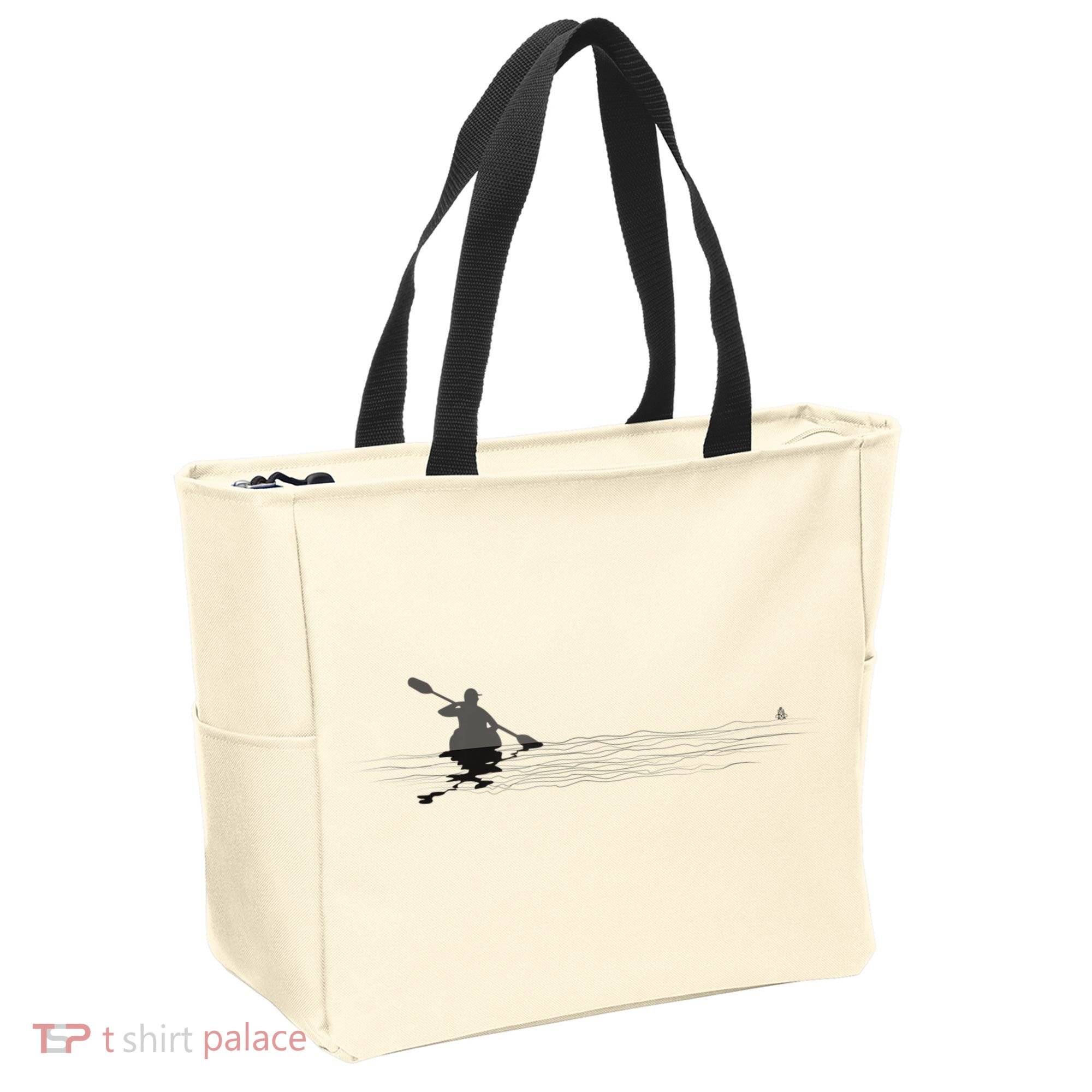 Kayaking Graphic Kayak Silhouette Kayaker Canoe Paddling Tote Bag