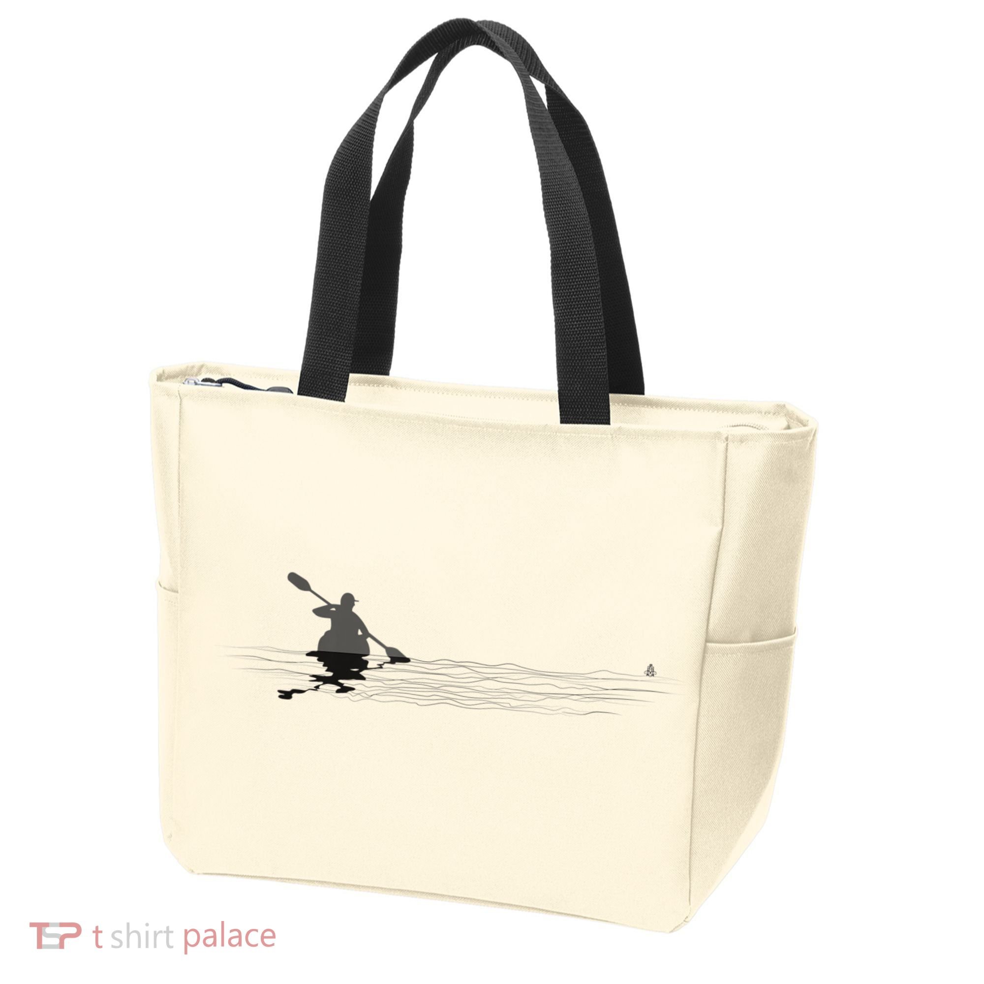 Kayaking Graphic Kayak Silhouette Kayaker Canoe Paddling Tote Bag