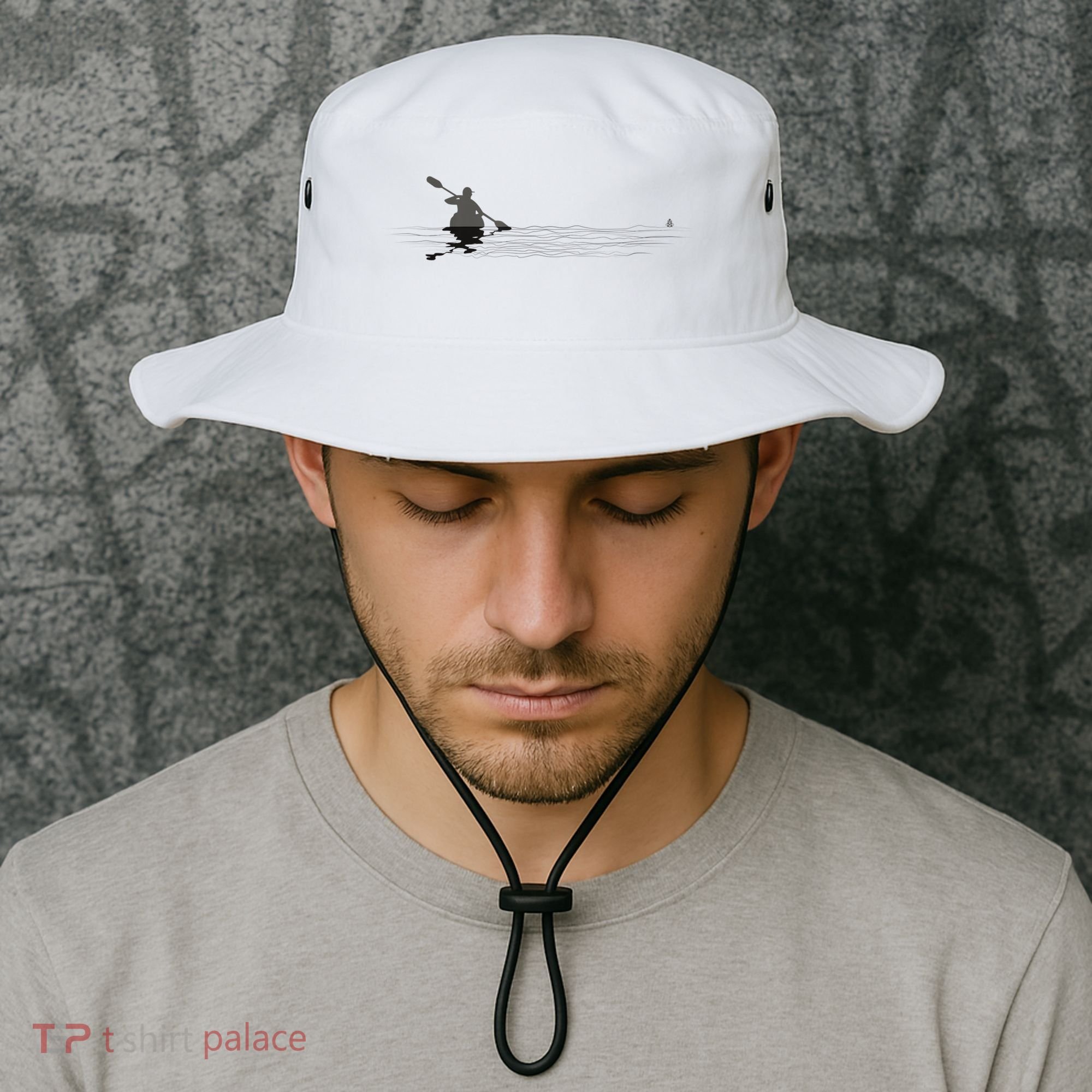 Kayaking Graphic Kayak Silhouette Kayaker Canoe Paddling Bucket Hat