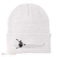 Kayaking Graphic Kayak Silhouette Kayaker Canoe Paddling Beanie thumb 0