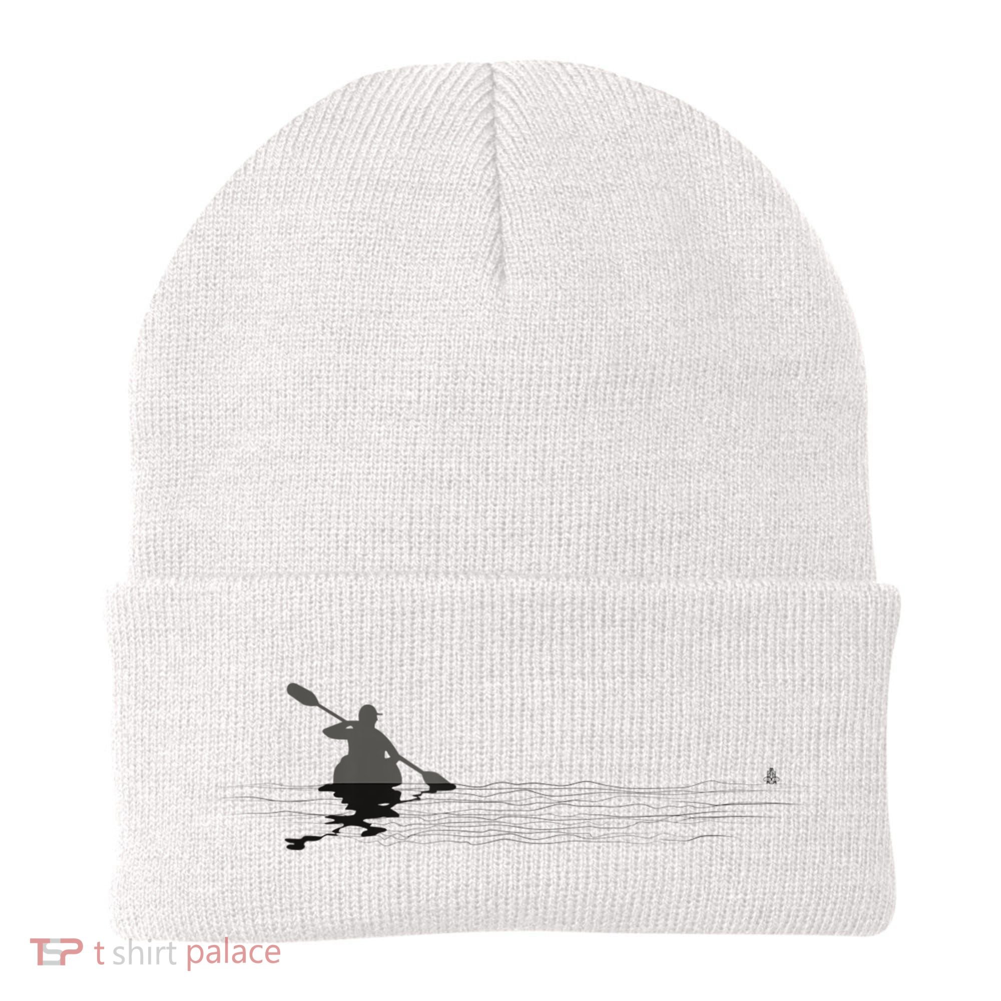 Kayaking Graphic Kayak Silhouette Kayaker Canoe Paddling Beanie