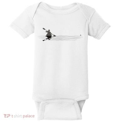 Kayaking Graphic Kayak Silhouette Kayaker Canoe Paddling Baby Bodysuit