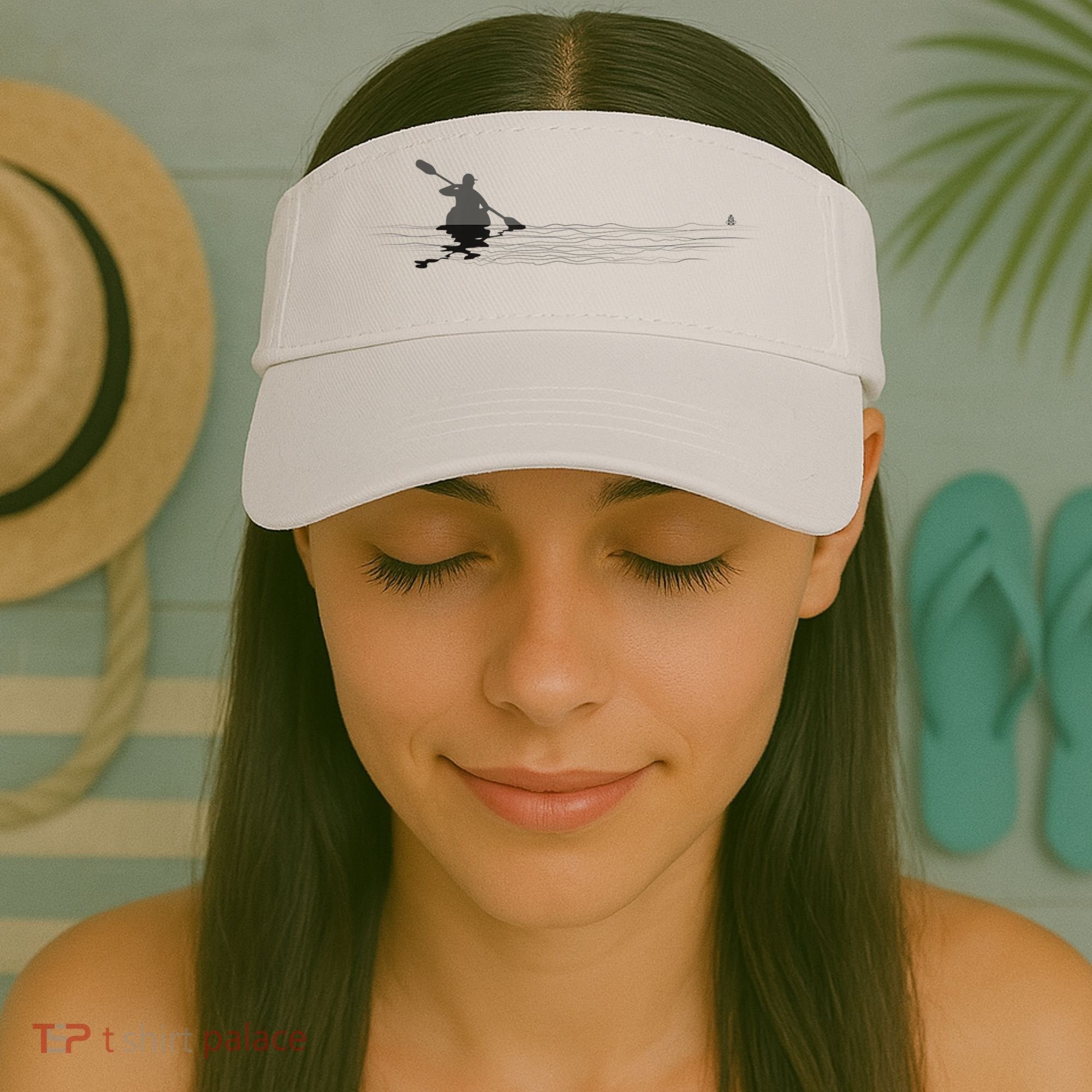 Kayaking Graphic Kayak Silhouette Kayaker Canoe Paddling Visor