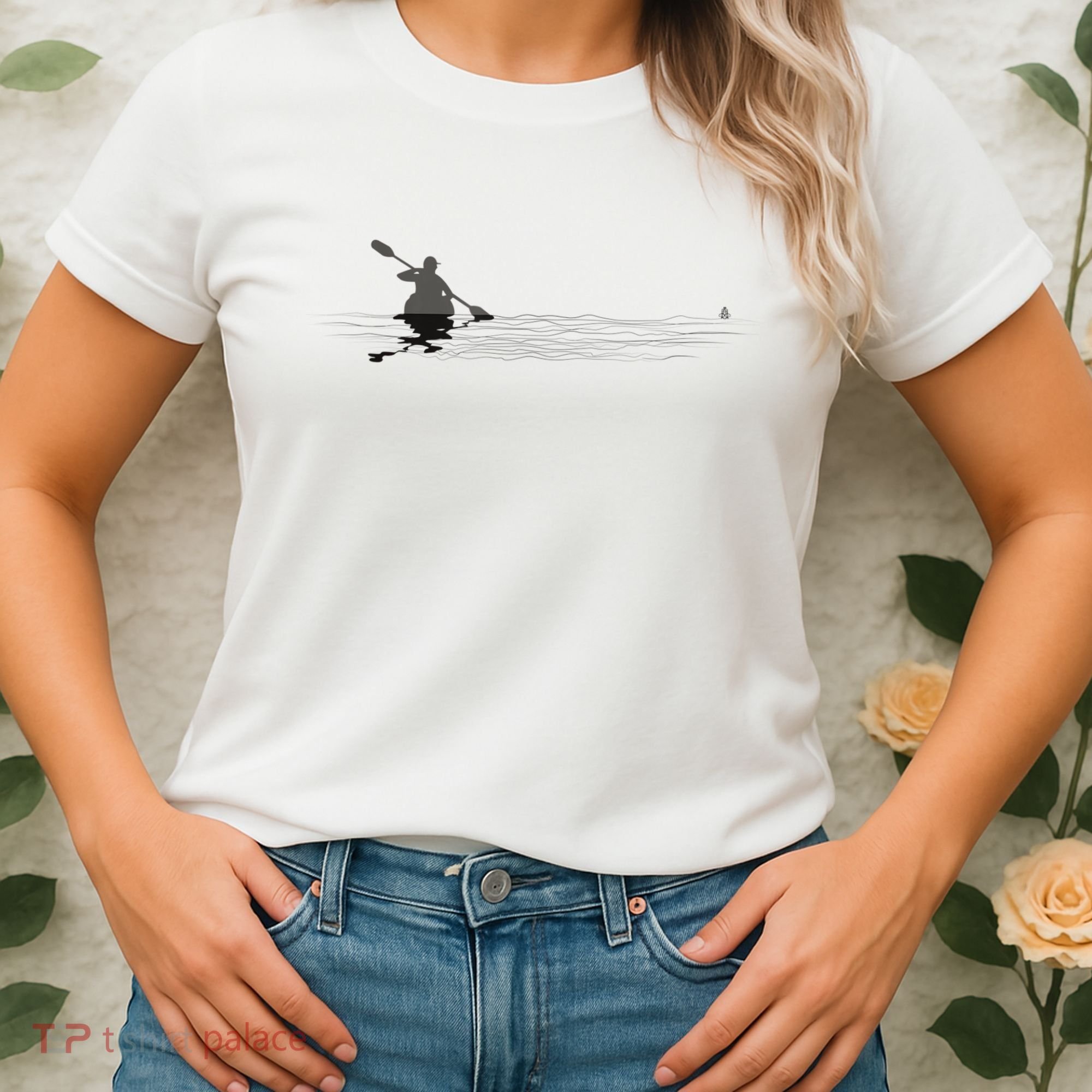 Kayaking Graphic Kayak Silhouette Kayaker Canoe Paddling Women's T-Shirt