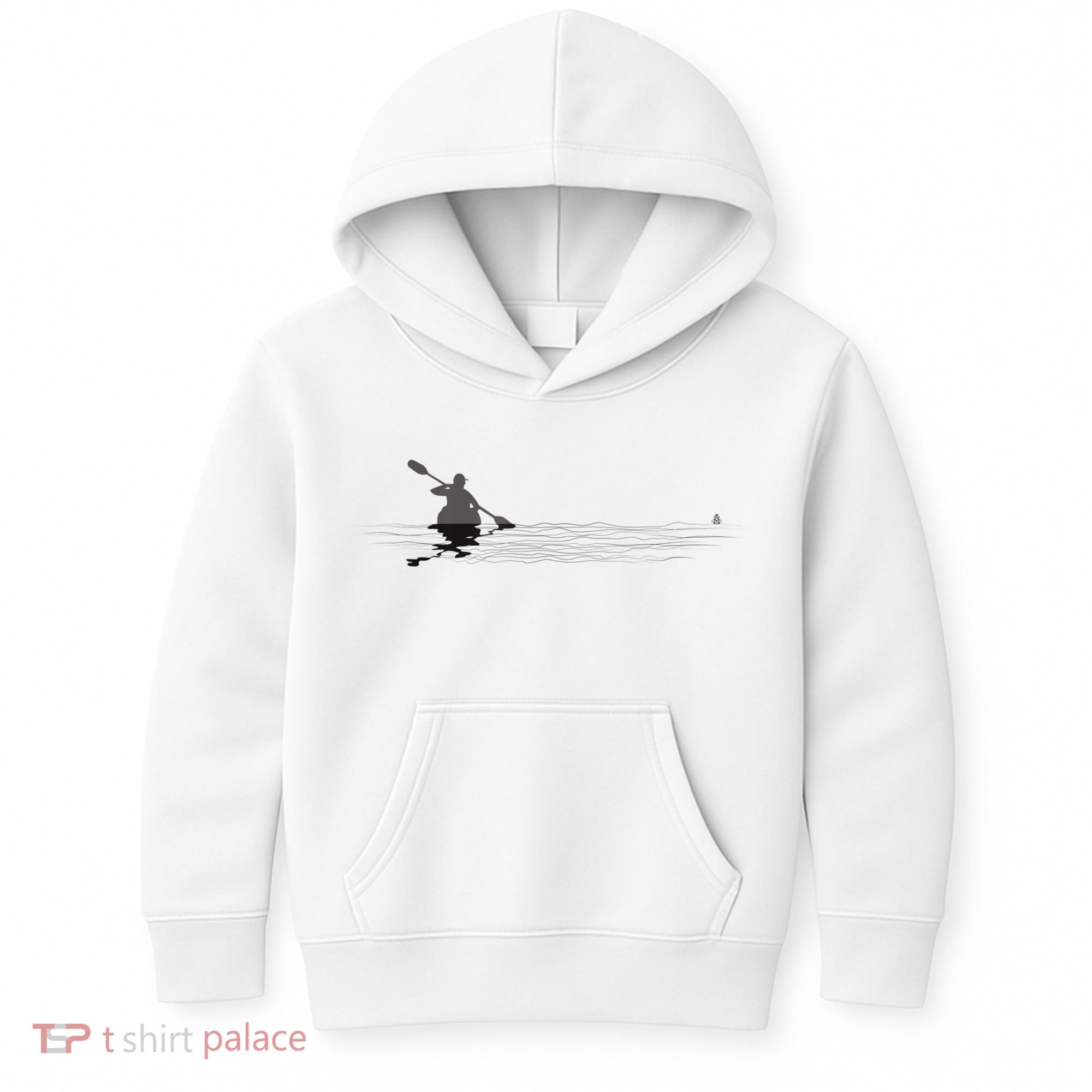 Kayaking Graphic Kayak Silhouette Kayaker Canoe Paddling Kids Hoodie