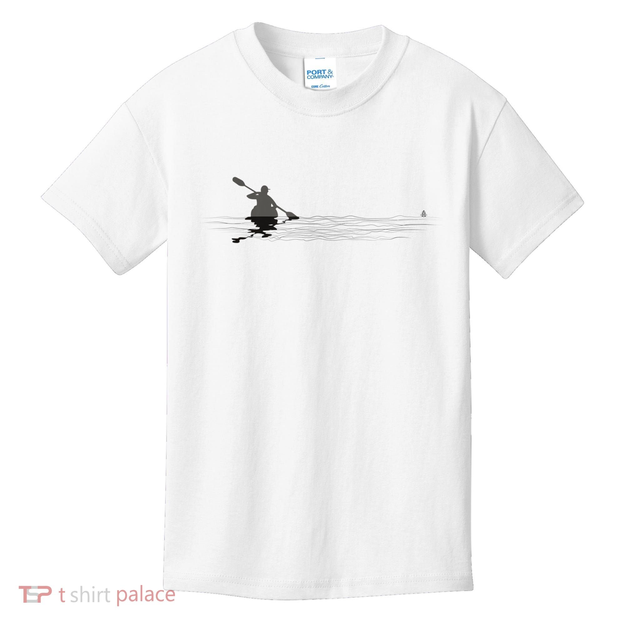 Kayaking Graphic Kayak Silhouette Kayaker Canoe Paddling Kids T-Shirt