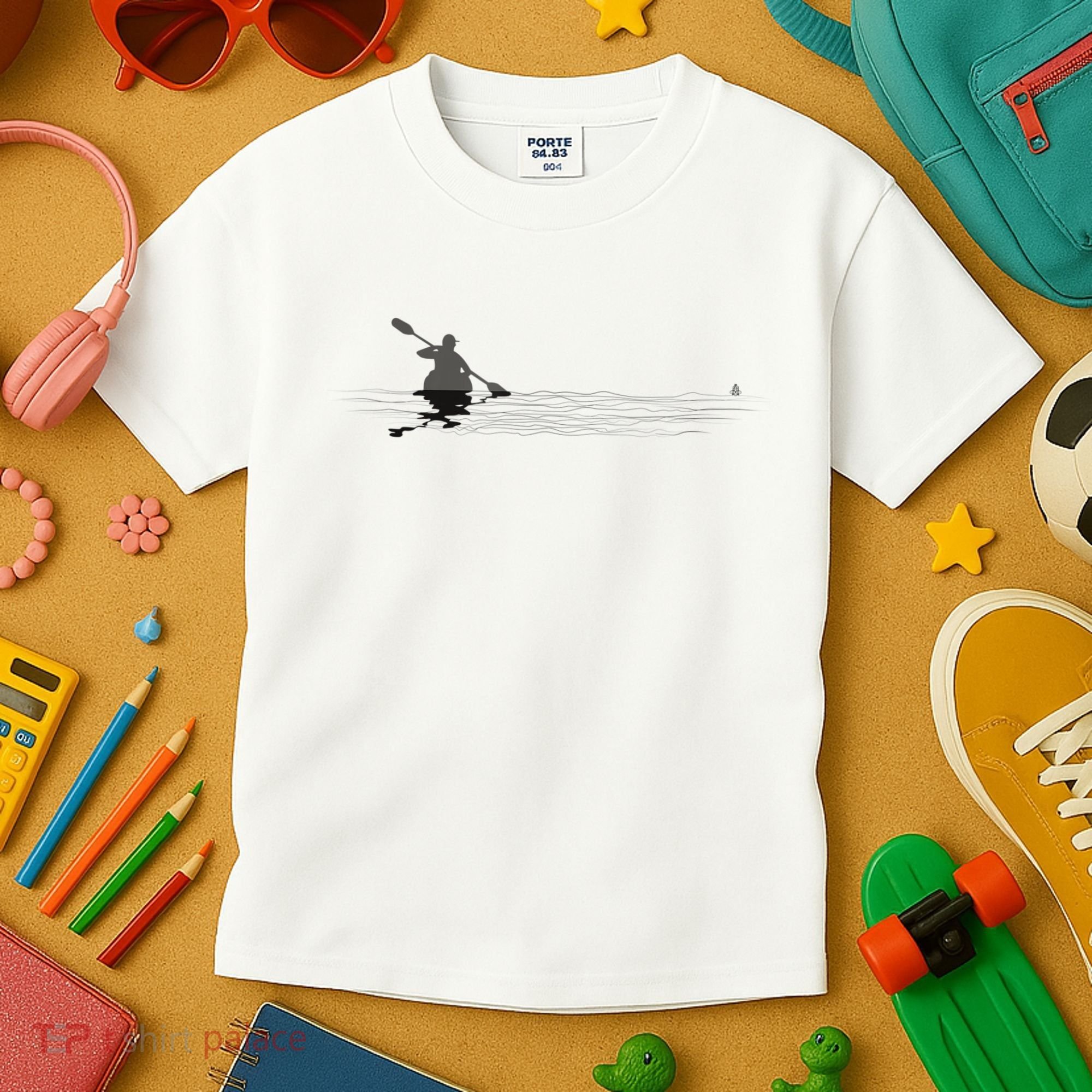 Kayaking Graphic Kayak Silhouette Kayaker Canoe Paddling Kids T-Shirt