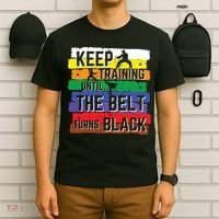 Karate Gifts Keep Training Until The Belt Turns Black Girl T-Shirt thumb 6