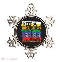Karate Gifts Keep Training Until The Belt Turns Black Girl Ornament thumb 0