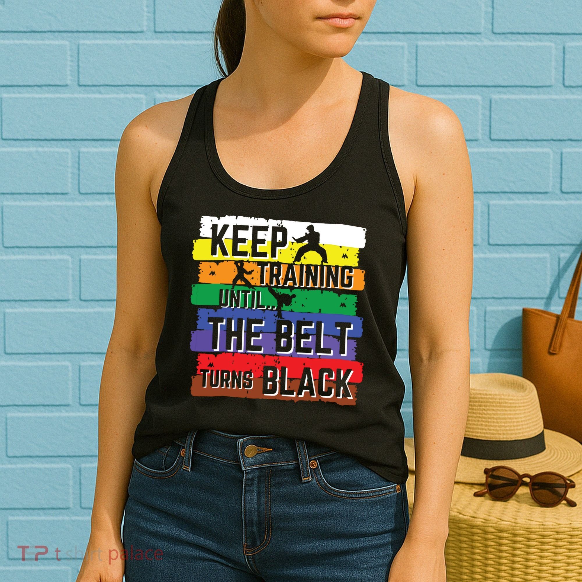 Karate Gifts Keep Training Until The Belt Turns Black Girl Women's Tank Top