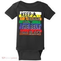 Karate Gifts Keep Training Until The Belt Turns Black Girl Baby Bodysuit thumb 0