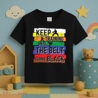 Karate Gifts Keep Training Until The Belt Turns Black Girl Toddler T-Shirt thumb 3