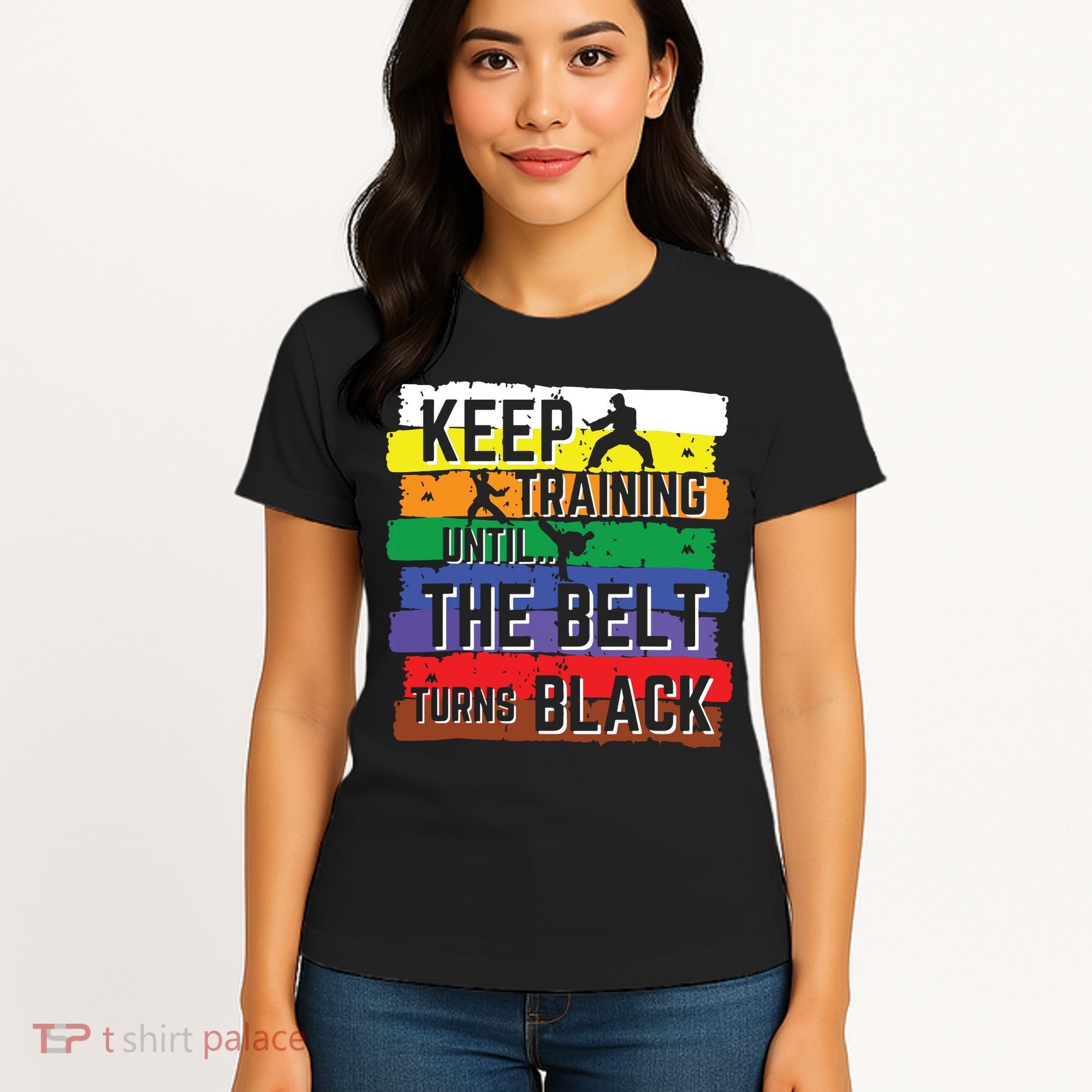 Karate Gifts Keep Training Until The Belt Turns Black Girl Women's T-Shirt