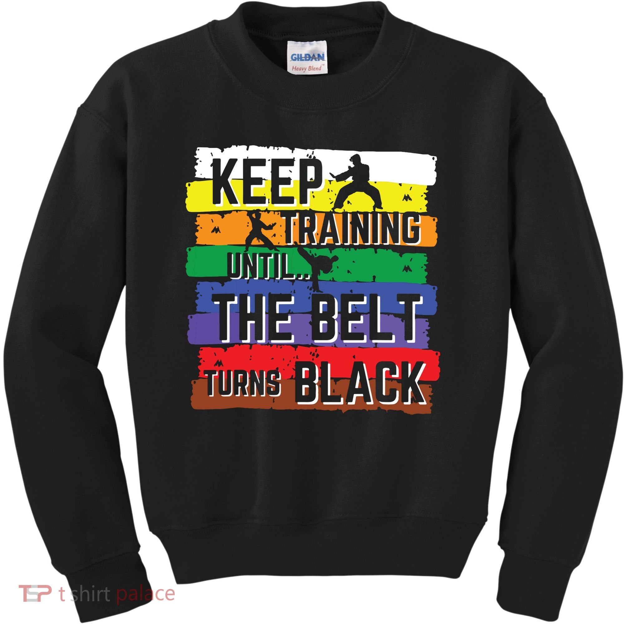 Karate Gifts Keep Training Until The Belt Turns Black Girl Kids Sweatshirt